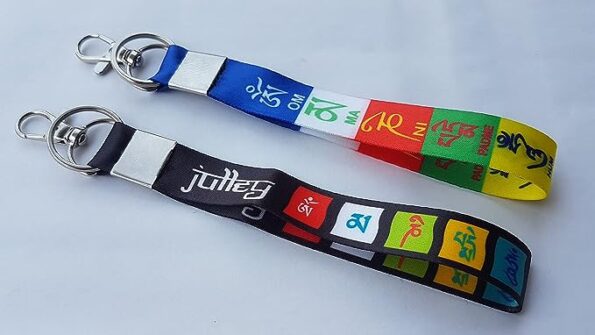 Cotton Tibetan Ladakh Prayer & Julley Keychain Combo Lanyard Holder Badge Multi Color 7 Inch Pack Of 2