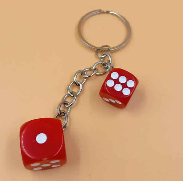 Dice Keychains Pendant Handbag Bag Key Chain Keyring Charm Red White MG Dice Keyring 1Pc Key Chain - Day Night Deal - Image 3