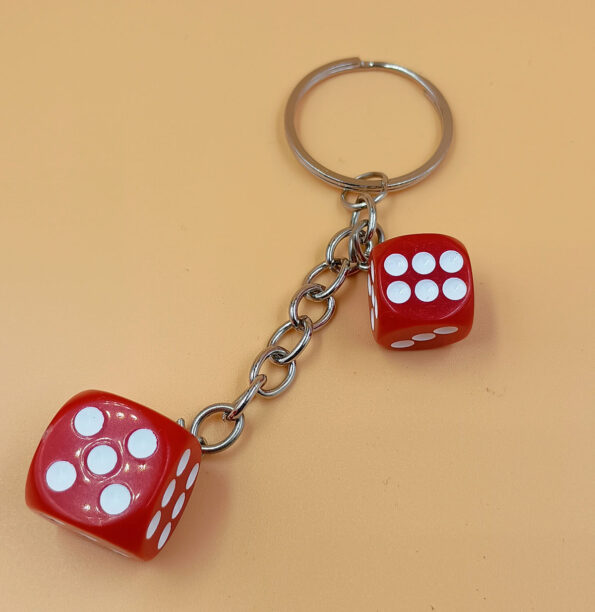 Dice Keychains Pendant Handbag Bag Key Chain Keyring Charm Red White MG Dice Keyring 1Pc Key Chain - Day Night Deal