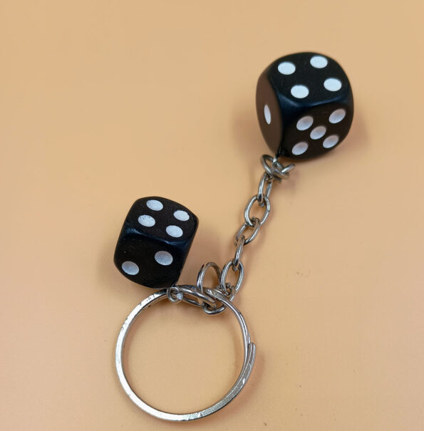 Dice Keychains Pendant Handbag Bag Key Chain Keyring Charm Black White MG Dice Keyring 1Pc Key Chain - Day Night Deal