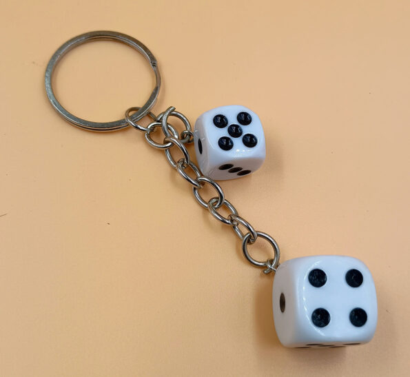 Dice Keychains Pendant Handbag Bag Key Chain Keyring Charm Black White MG Dice Keyring 1Pc Key Chain - Day Night Deal