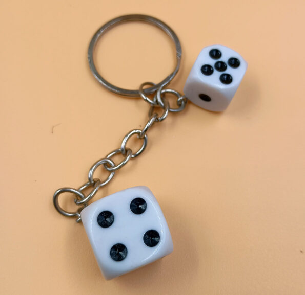 Dice Keychains Pendant Handbag Bag Key Chain Keyring Charm Black White MG Dice Keyring 1Pc Key Chain - Day Night Deal - Image 3