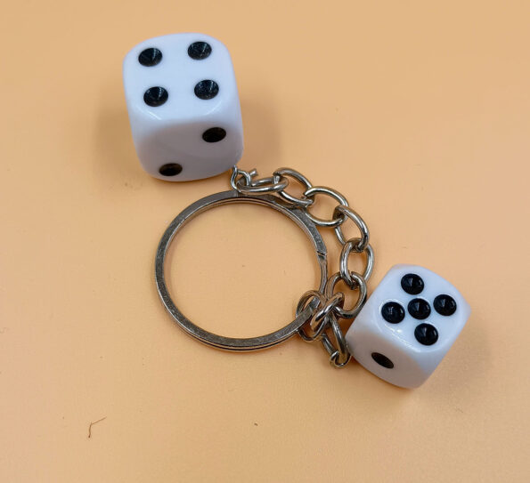 Dice Keychains Pendant Handbag Bag Key Chain Keyring Charm Black White MG Dice Keyring 1Pc Key Chain - Day Night Deal - Image 2