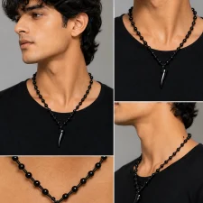 Crystal Black Pendant Cotton Black Dori Bead Mala Pendant Locket Necklace for Men | Women | Boys | Girls
